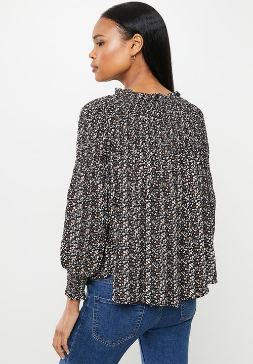 Stella Morgan - Ditsy print blouse top - black