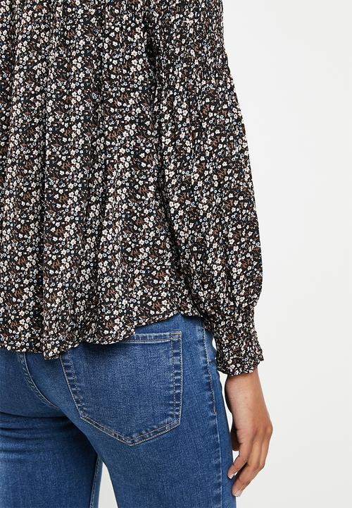 Stella Morgan - Ditsy print blouse top - black