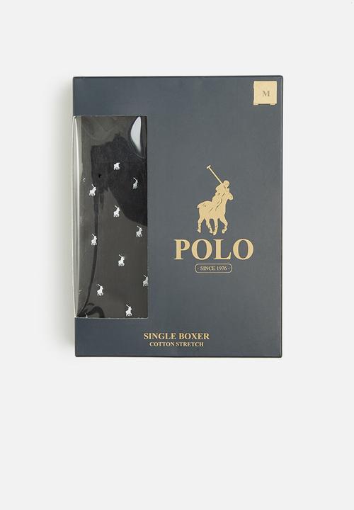 POLO - Men aop pony knit boxer - black