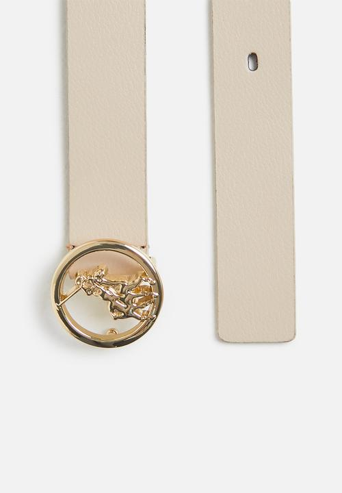 POLO - Sophie coated leather  belt - cream
