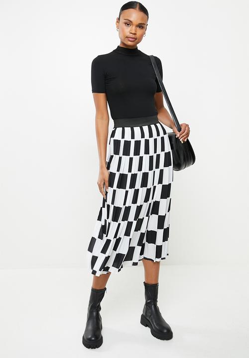 Me&B - Check print skirt - black & white