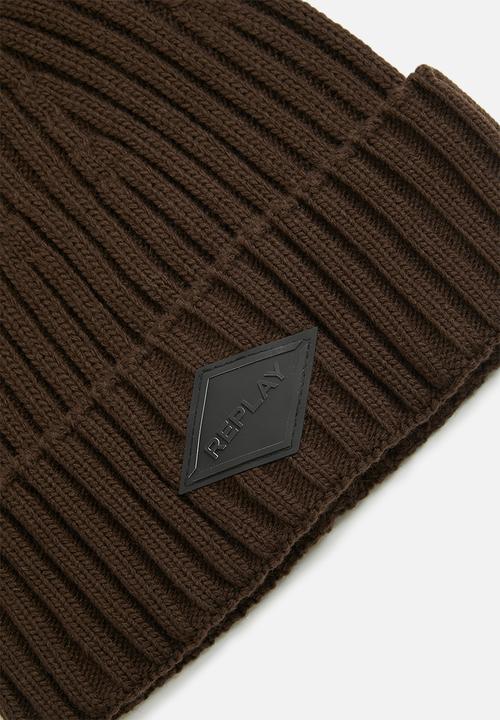 Replay - Ribbed beanie - brown