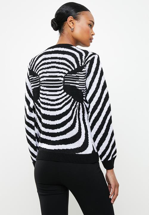 Me&B - Geometric print knit pullover - black & white