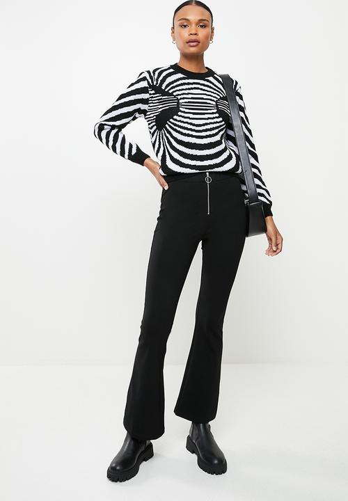 Me&B - Geometric print knit pullover - black & white