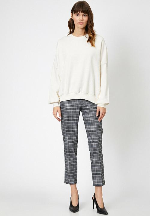 Koton - Medium rise check trousers - black check