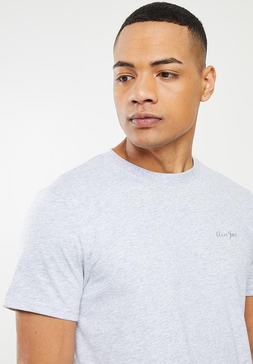Aca Joe - Small embroidered short sleeve tee - grey melange