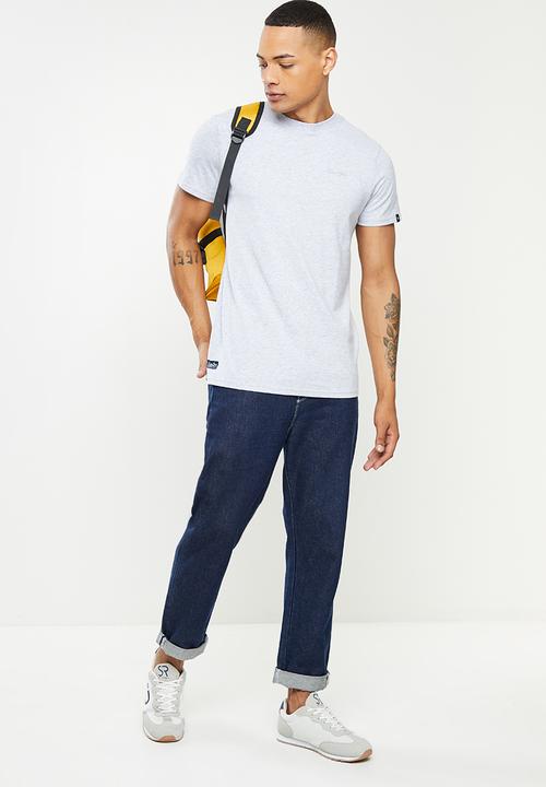 Aca Joe - Small embroidered short sleeve tee - grey melange