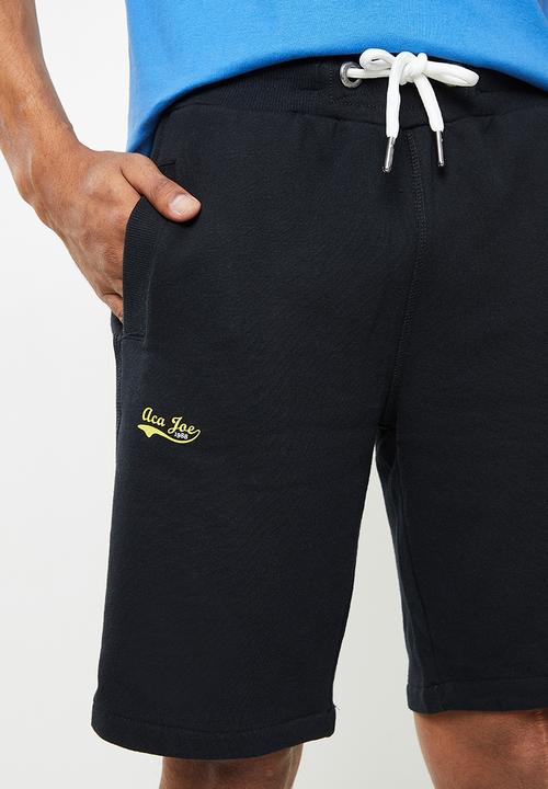 Aca Joe - Small logo fleece shorts - caviar