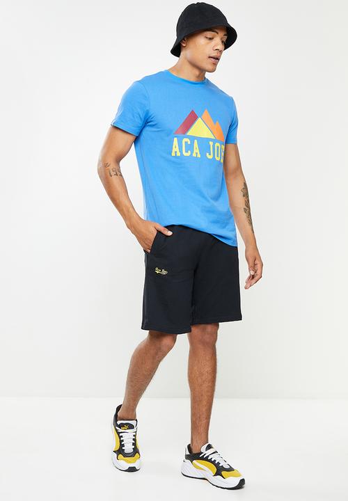 Aca Joe - Small logo fleece shorts - caviar
