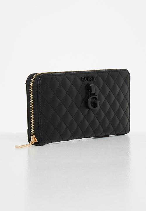 GUESS - Rue rose slg large zip around - black