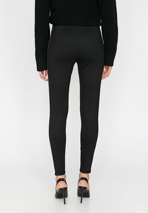 Koton - Medium rise, banded detailed leggings - black