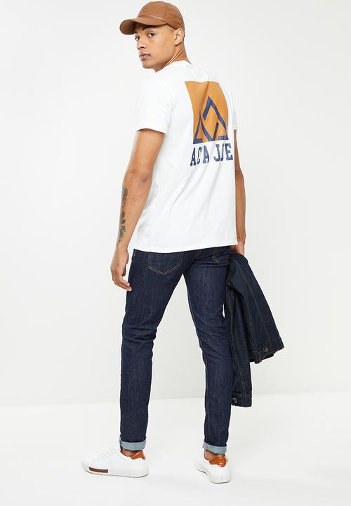 Aca Joe - Mountain left chest print tee - snow white