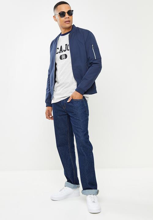 Aca Joe - Ringer applique tee - grey melange