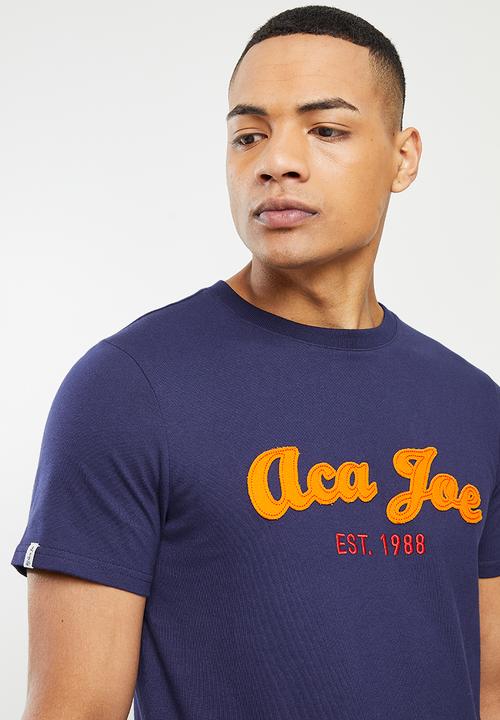 Aca Joe - Applique logo short sleeve tee - navy