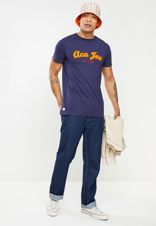 Aca Joe - Applique logo short sleeve tee - navy