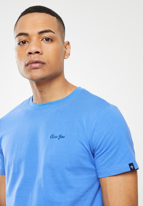 Aca Joe - Small embroidered short sleeve tee - blue