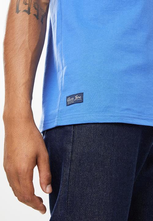 Aca Joe - Small embroidered short sleeve tee - blue