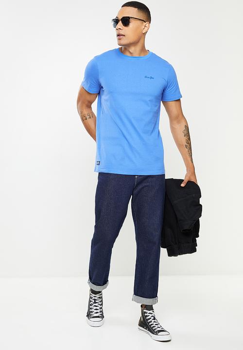 Aca Joe - Small embroidered short sleeve tee - blue