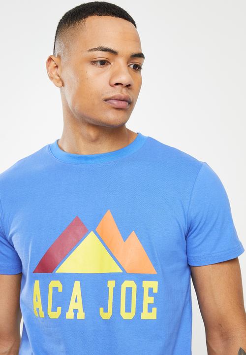 Aca Joe - Aca joe mountain range printed crew tee - blue