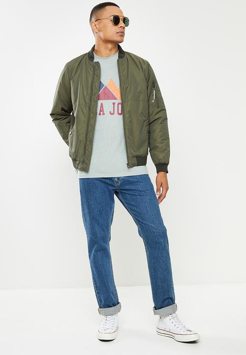 Aca Joe - Aca joe mountain range printed crew tee - charcoal melange