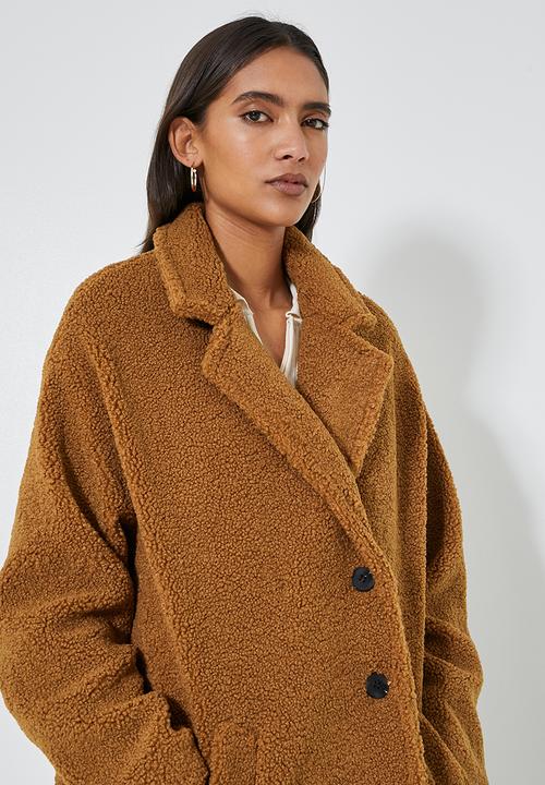 Superbalist - Fuzzy coat - tobacco