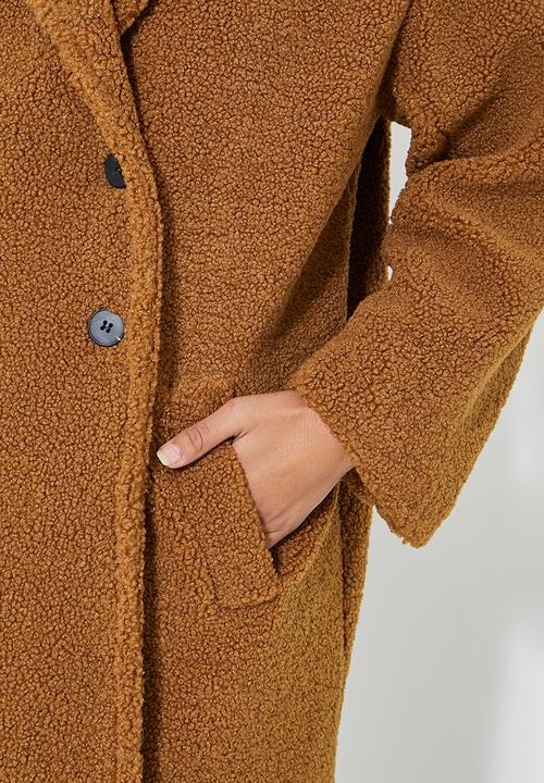 Superbalist - Fuzzy coat - tobacco