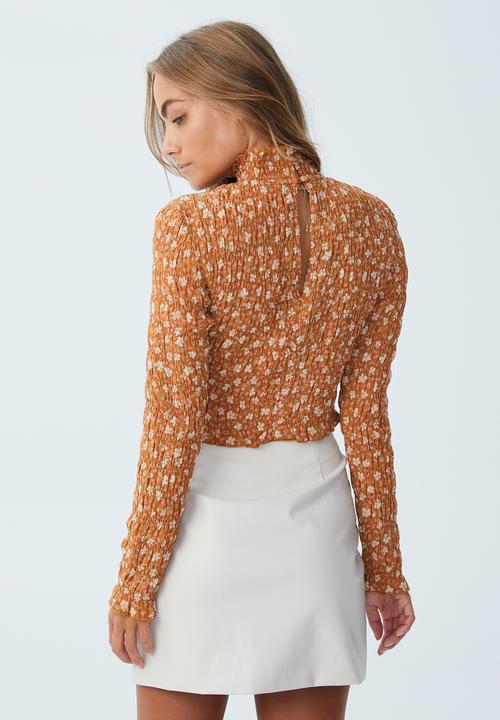 Cotton On - Charlie long sleeve mock neck top - janey dainty bronzed brown