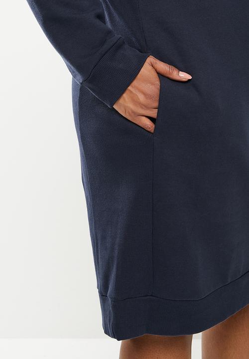 POLO - Plus wmn long sleeve sweater dress - navy
