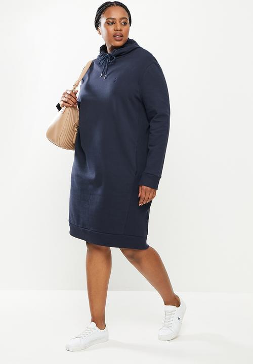 POLO - Plus wmn long sleeve sweater dress - navy