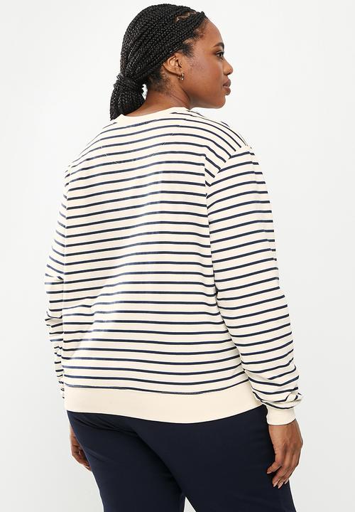 POLO - Plus wmn stripe sweater - navy
