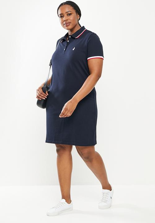 POLO - Plus wmn essential short sleeve golfer dress - navy