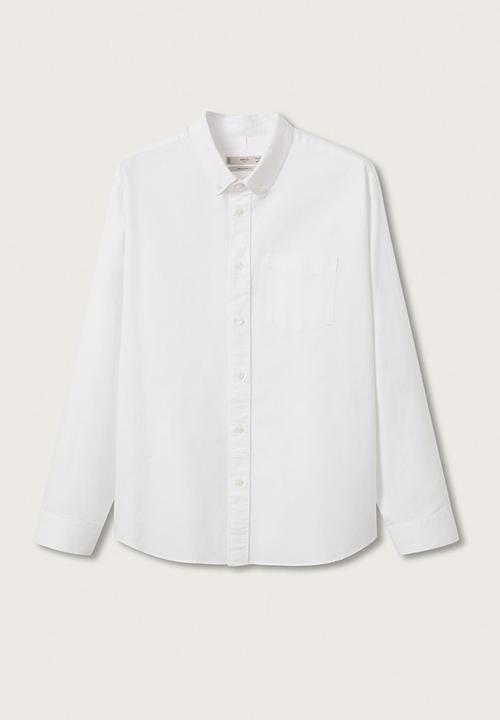 MANGO - Cotton oxford shirt  - white