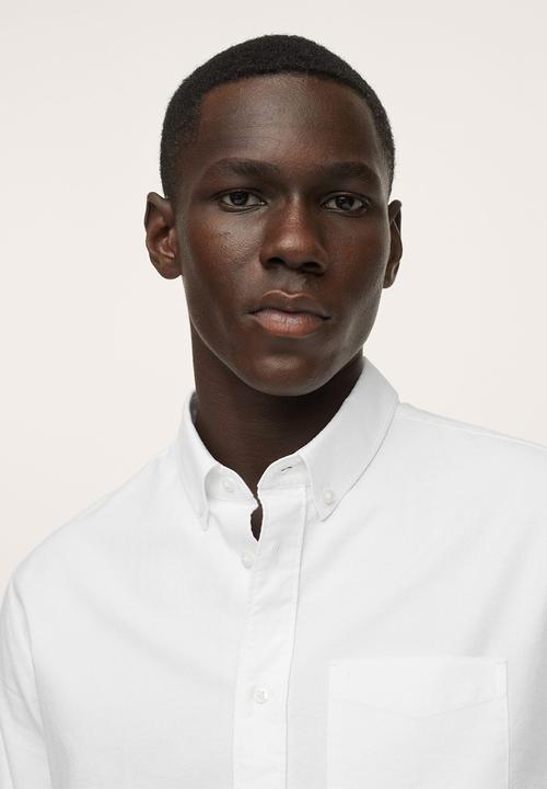 MANGO - Cotton oxford shirt  - white