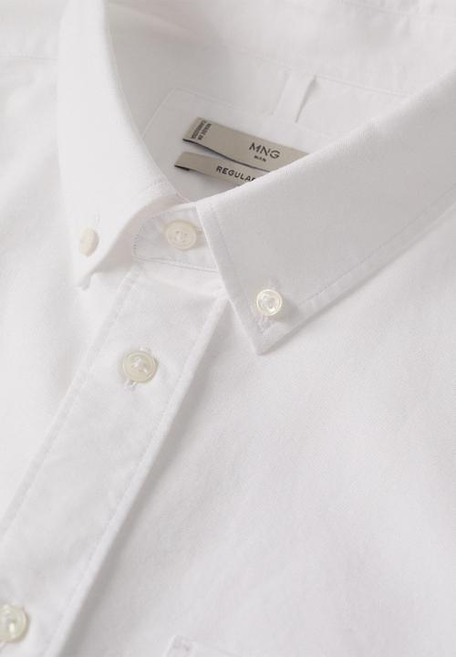 MANGO - Cotton oxford shirt  - white