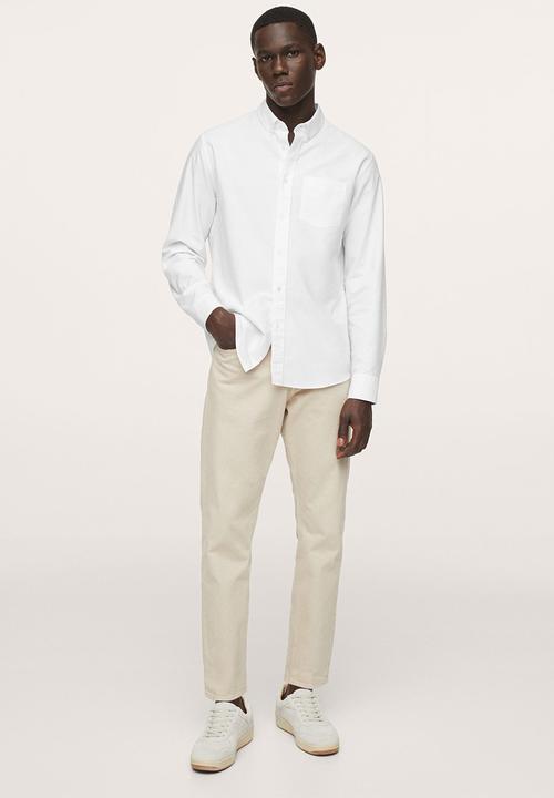 MANGO - Cotton oxford shirt  - white