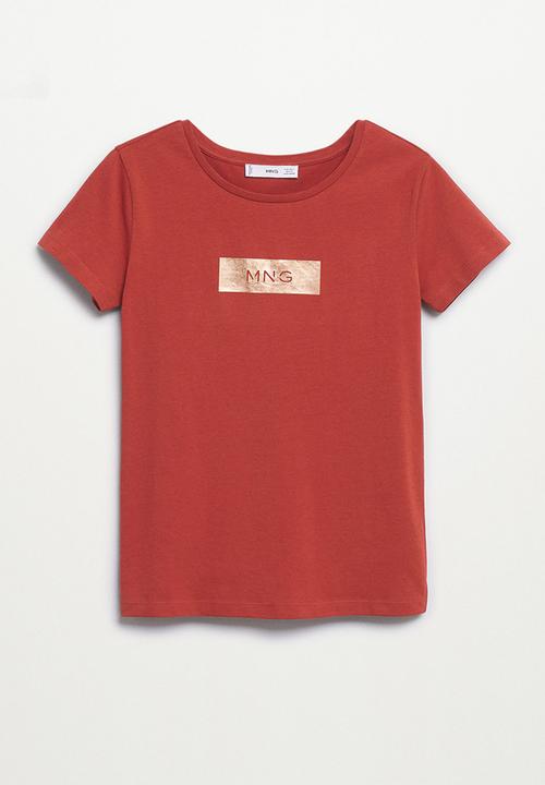 MANGO - T-shirt mnglog2-h - red