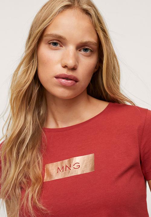 MANGO - T-shirt mnglog2-h - red