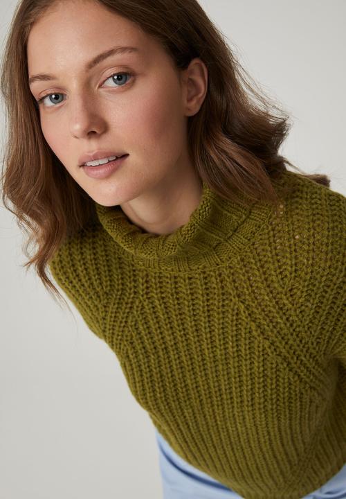Cotton On - Crop text chunky roll neck - utility green