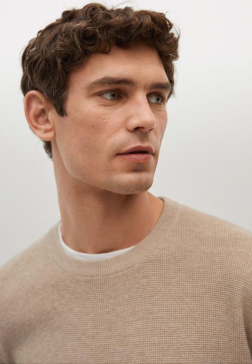MANGO - Antigua  Structured cotton Knitwear - light beige