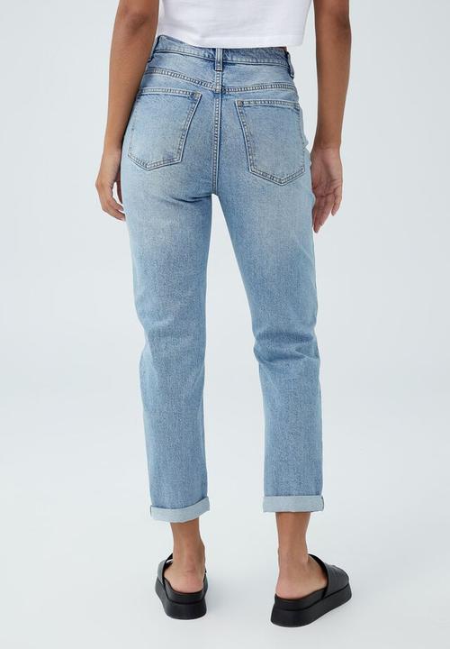 Cotton On - Stretch mom jean - byron blue rip