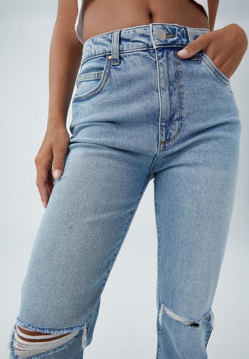 Cotton On - Stretch mom jean - byron blue rip