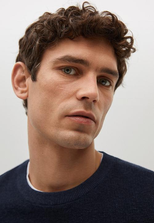 MANGO - Antigua  Structured cotton Knitwear  - navy