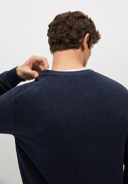 MANGO - Antigua  Structured cotton Knitwear  - navy