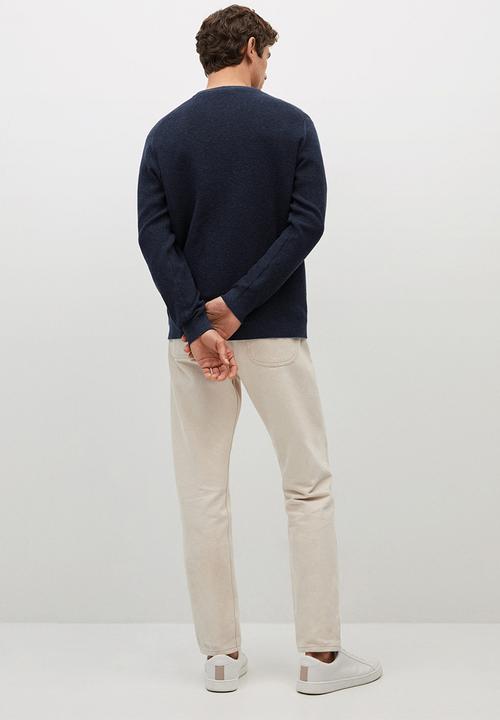 MANGO - Antigua  Structured cotton Knitwear  - navy