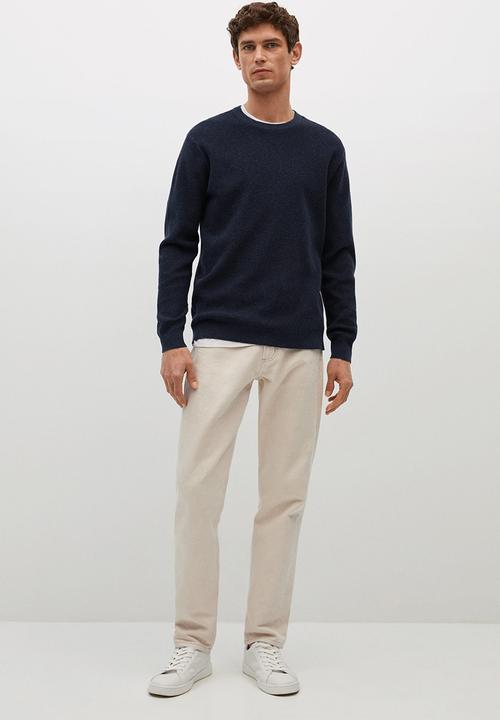MANGO - Antigua  Structured cotton Knitwear  - navy