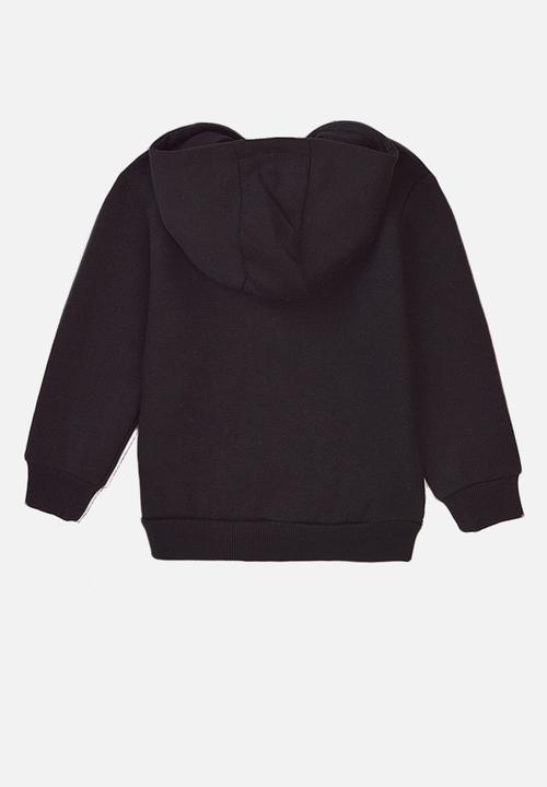 MINOTI - Teen boys black basic fleece zip thru - black 