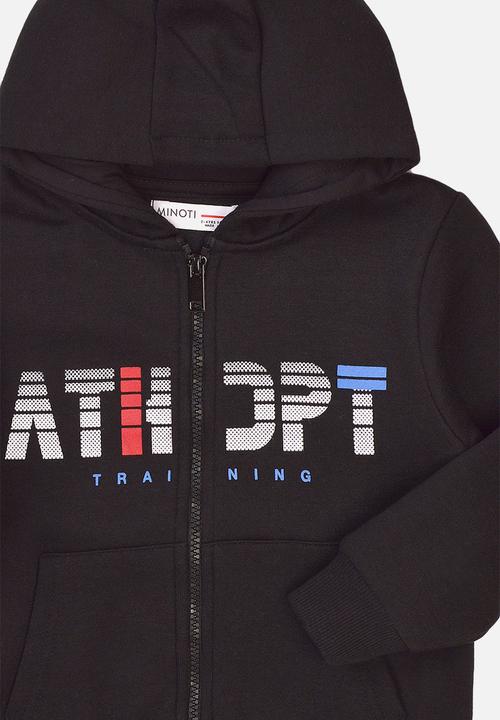 MINOTI - Teen boys black basic fleece zip thru - black 