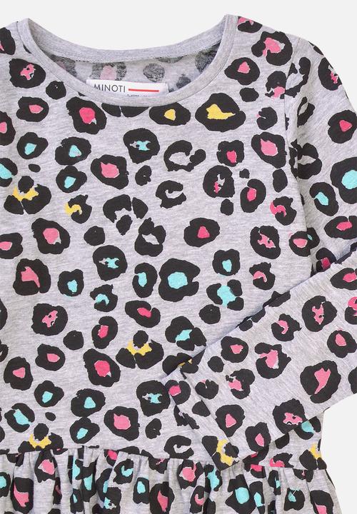 MINOTI - Grey leopard aop basic dress - multi 