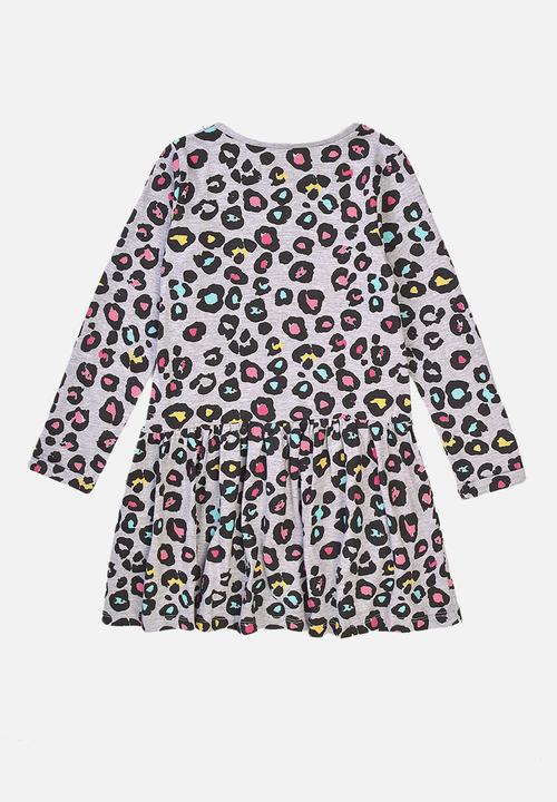 MINOTI - Grey leopard aop basic dress - multi 