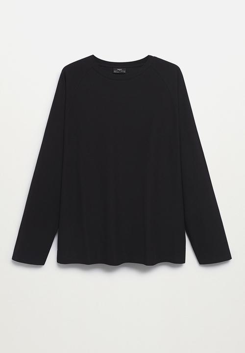 MANGO - Munt long sleeve piqué t-shirt - black